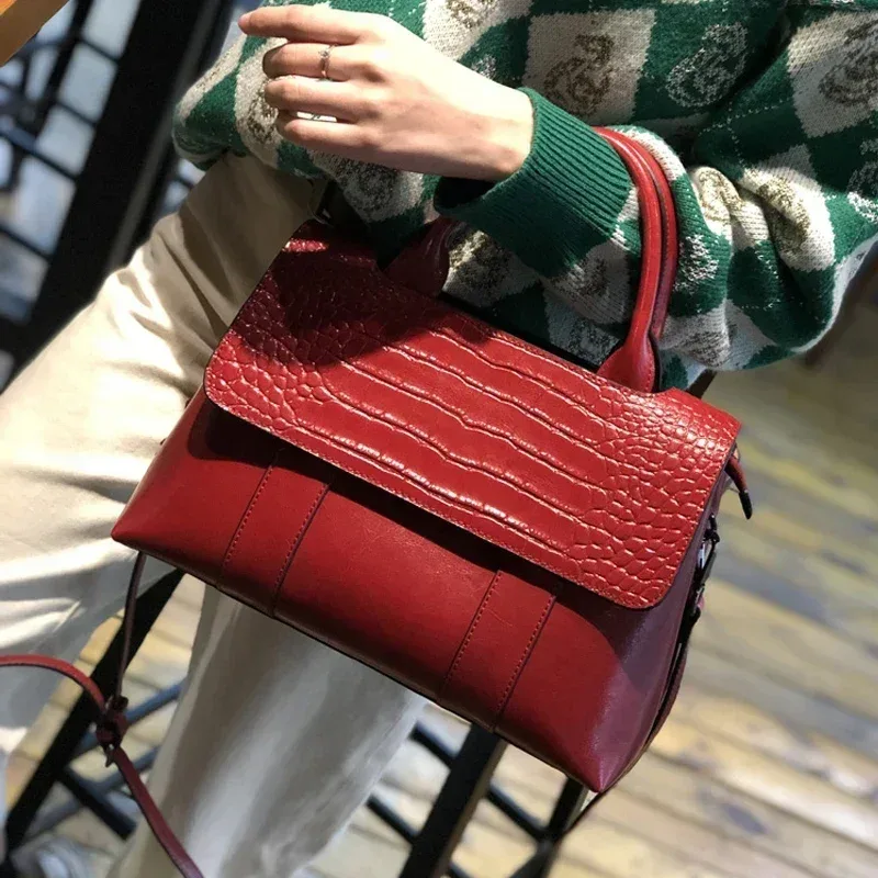 sac à bandoulière en cuir véritable de vache pour femmes, sacs à bandoulière de luxe de styliste pour dames, sac à main rétro décontracté de grande capacité