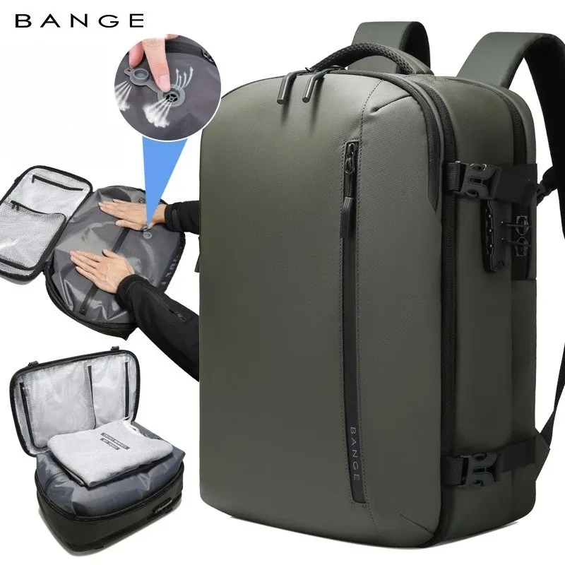 organisateur voyage tissu oxford noir compartiment transparent sections anti-fourreaux expansible vacuum system sac dos polyester multifonctionnels travels