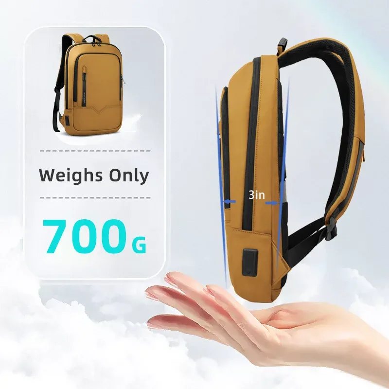 heroic knight mince homme travail sac à dos multifonctionnel mode 15.6 pouces sac à dos pour ordinateur portable décontracté étanche voyage d'affaires sac à dos