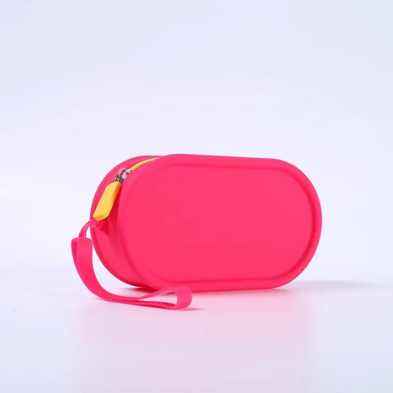 pochette de rangement en silicone, étanche, avec fermeture éclair, sac de maquillage 16,7 cm x 9,1 cm x 4,5 cm, grande capacité, pochette portable