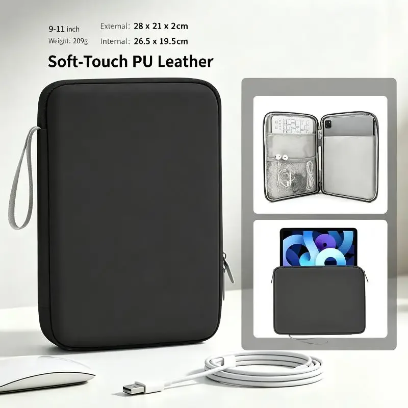 étuis pour tablette de 11/12,9 pouces, sacoche portable pour tablette, pochette de rangement protectrice pour les voyages quotidiens et l'utilisation au bureau