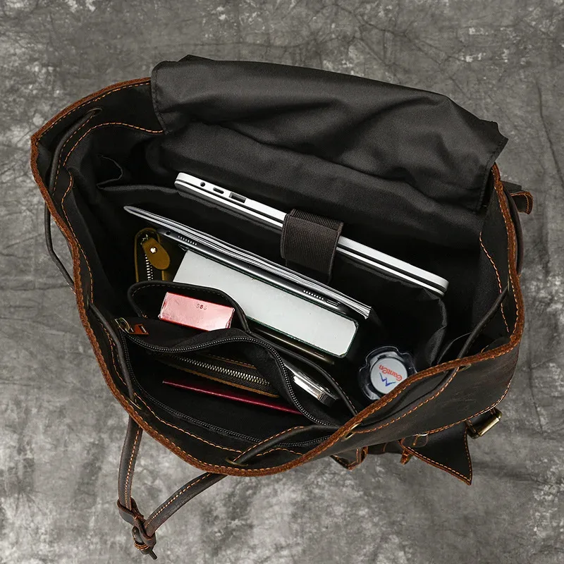 luufan-sac à dos en cuir véritable de grande capacité pour homme, sac à dos pour ordinateur portable 17 pouces, sac à bandoulière multifonction, sac à dos de voyage pour homme