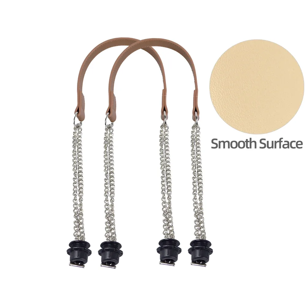 1 paire d'accessoires obag longues poignées en cuir sangles argent longue double chaîne sous les bras pour o sac fourre-tout femmes sacs à main à bandoulière