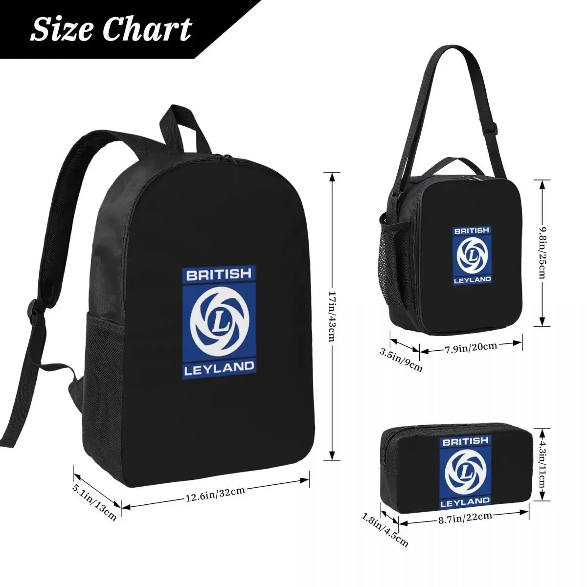 sac à dos avec logo british leyland pour étudiants, garçons et filles, sac d'école pour ordinateur portable, sacs à bandoulière, sac à déjeuner isolé 3ps, trousse à crayons