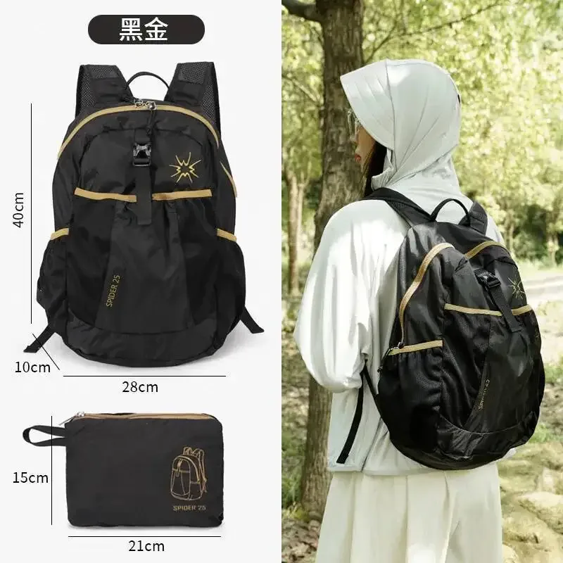 sac dos polyester gris clair rouge vif étoile stylisée pliable compact normcore minimaliste voyage loisir