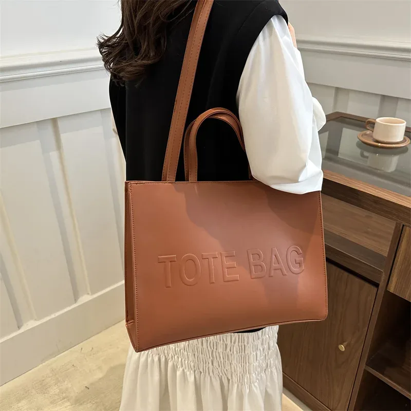 sacs fourre-tout vintage simples en cuir pu pour femmes, sacs à bandoulière simples à la mode décontractée, sac à main pour le travail et le shopping