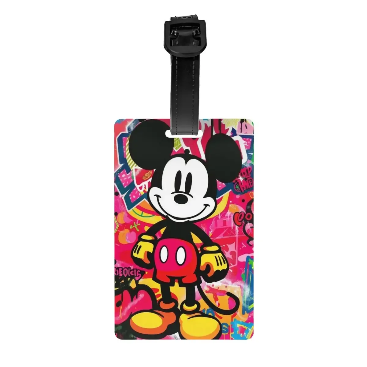 étiquette de bagage personnalisée m-mouse pour valises, étiquettes de bagage mignonnes de dessins animés, étiquette d'identification avec couverture de confidentialité