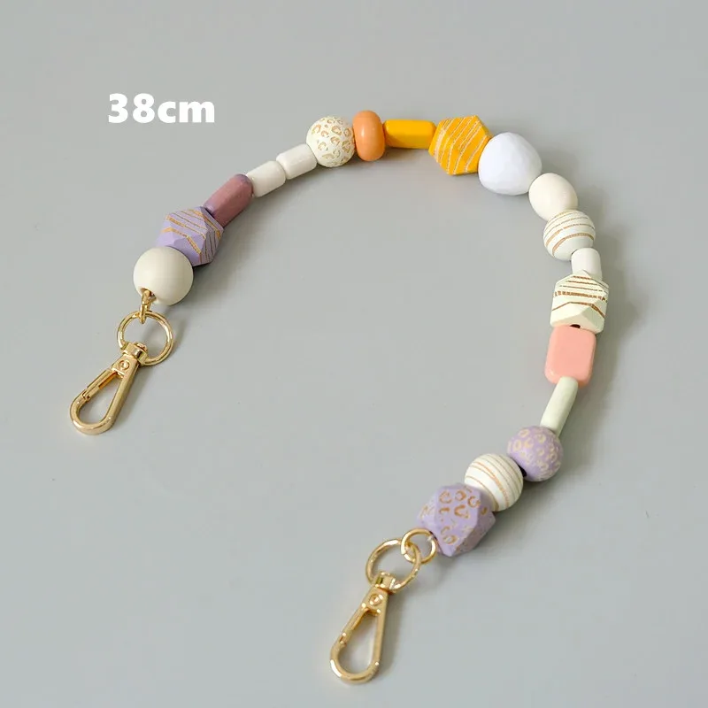 accessoire de sac en bois coloré pour femme, partie de perles en résine, bracelet décroissant pour les mains, sangle de coque de téléphone, poignée de remplacement, joo, nouveau