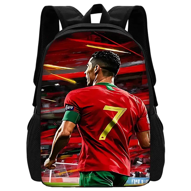 sac à dos d'école pour enfants football star avec sacs à déjeuner r-ronaldos, trousses à crayons, sacs d'école c-cr7 pour garçons et filles, meilleur cadeau