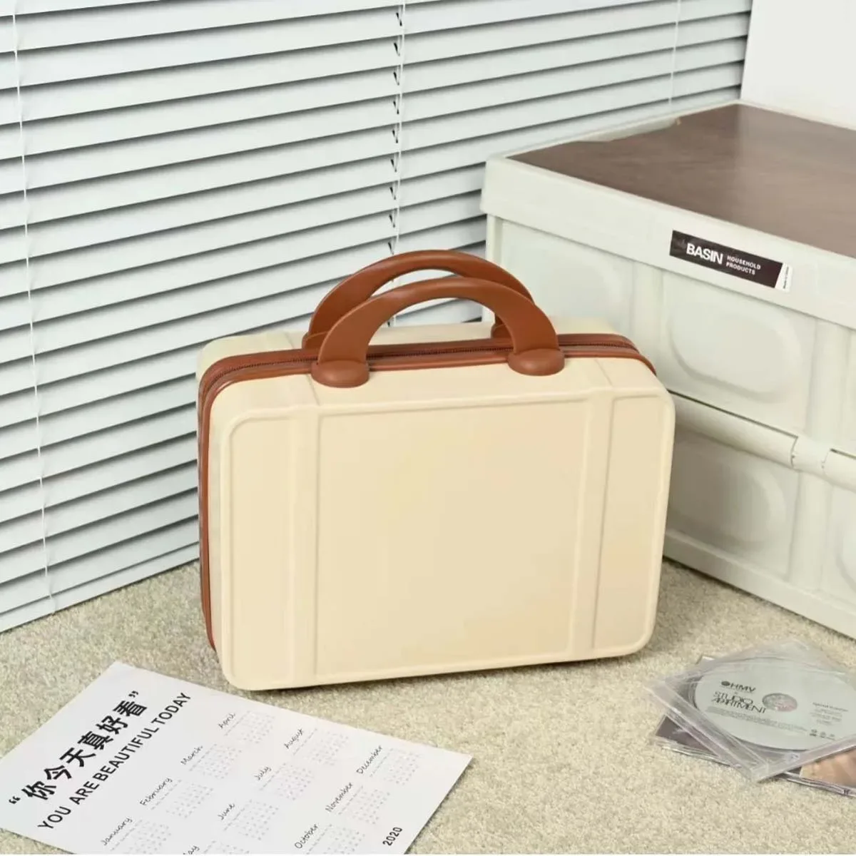 étui de maquillage couleur macaron 14 pouces, bagage portable, mini sac de voyage mignon, sac de rangement en gros, offre spéciale