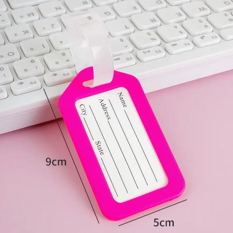 étiquette bagage plastique marron rose bleu blanc noir vert rouge orange voyage identité valise sac