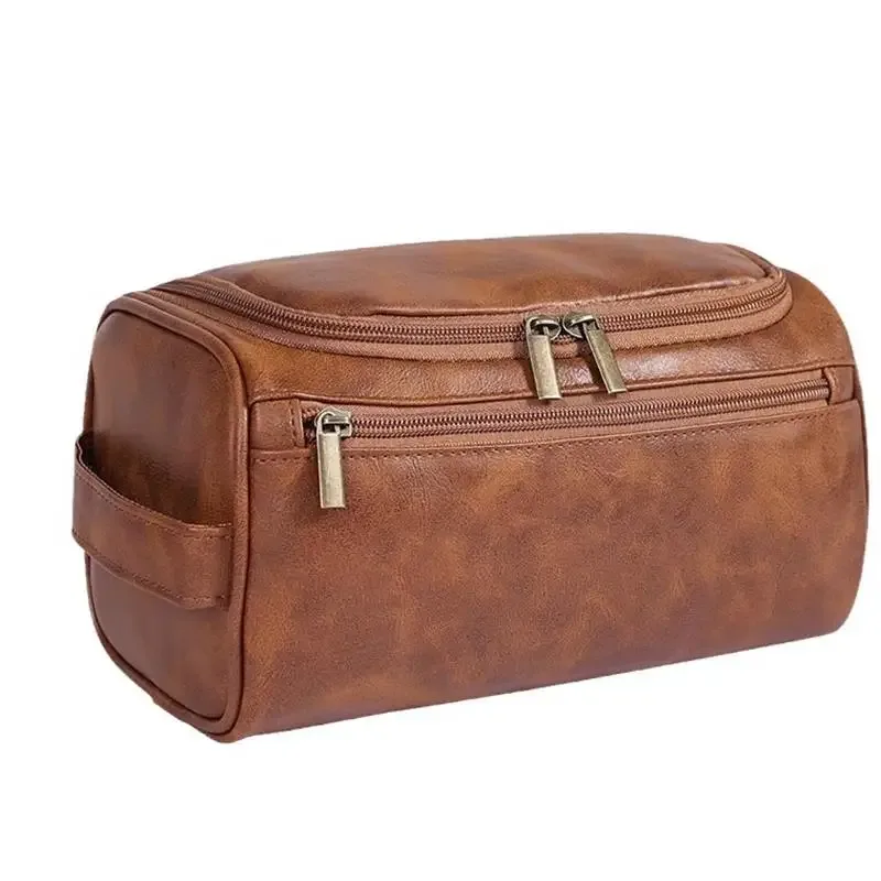 homefish trousse de toilette homme en pu vintage de luxe, sac de voyage essentiel pour cosmétiques et maquillage, organisateur suspendu pour hommes
