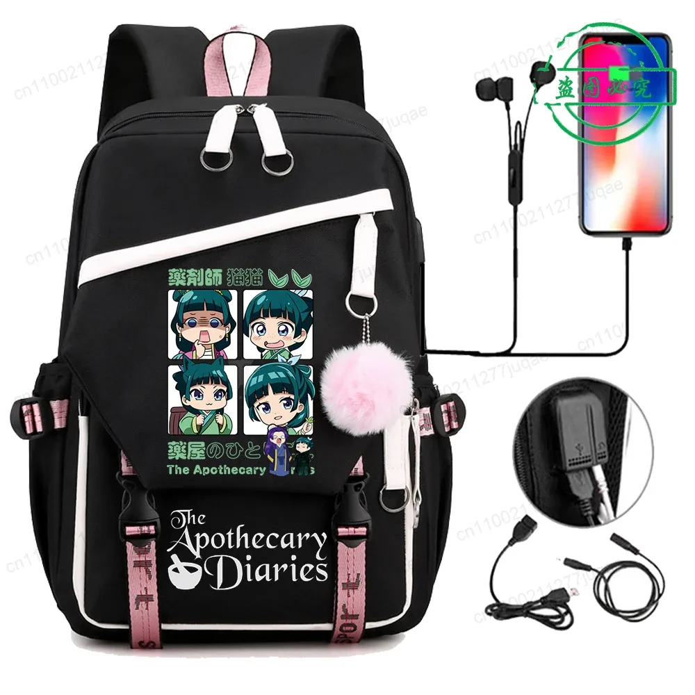 retour à l'école sac à dos pour filles garçons adolescent les journaux d'apothicaire maomao mode usb sacs d'école voyage sacs à dos mochila