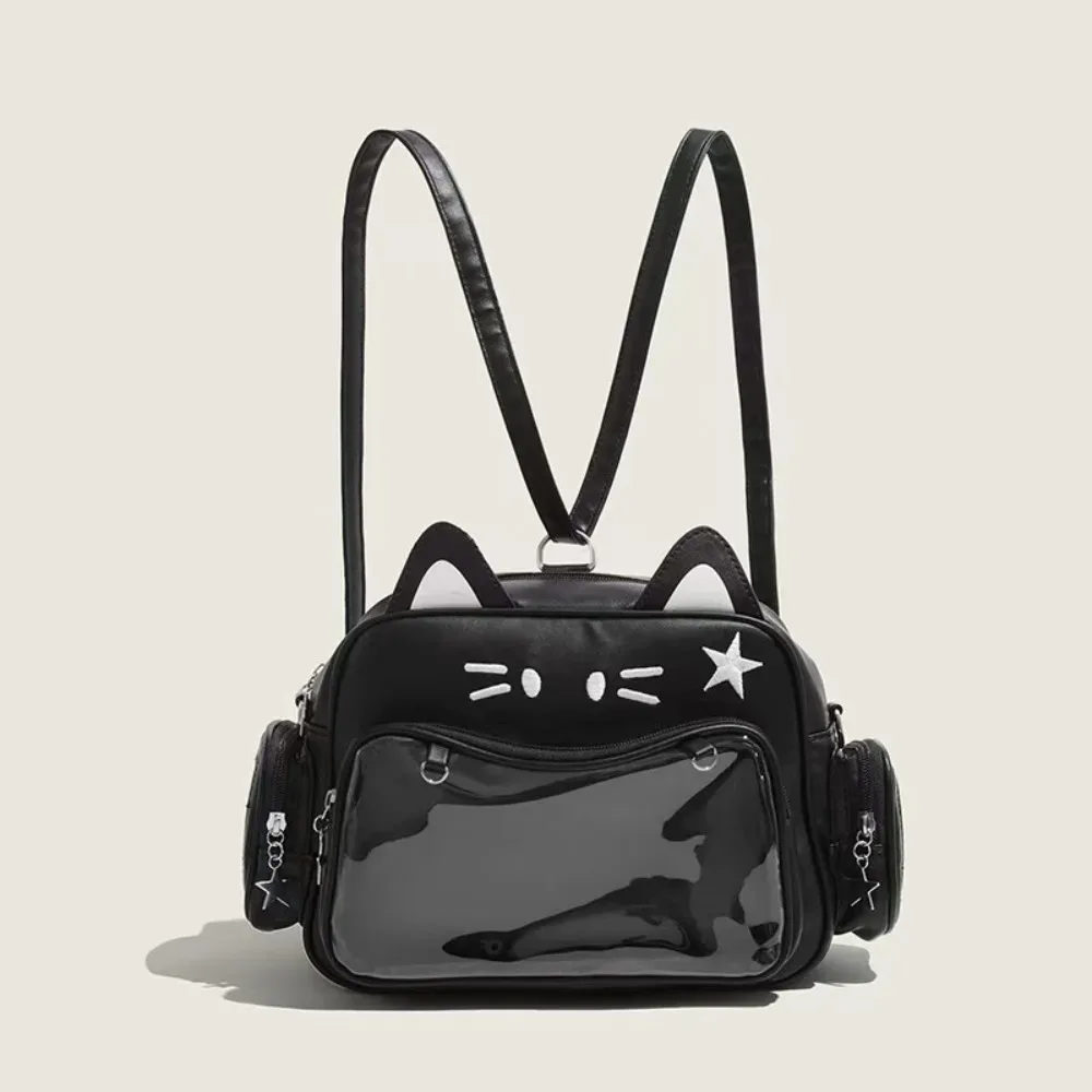 sac à dos ita bag y2k coréen kawaii pour femmes, en pu, avec poche transparente, esthétique, pour filles, à porter à l'épaule ou en bandoulière