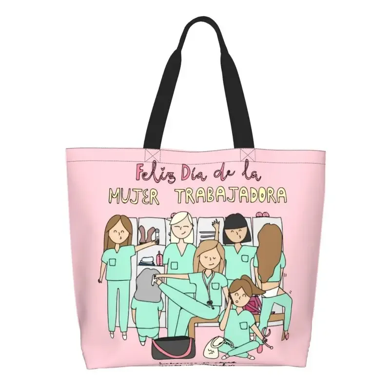 dessin animé médecin infirmière enfermera en apuros sacs d'épicerie grande capacité esthétique merch pour femme rue sac à bandoulière