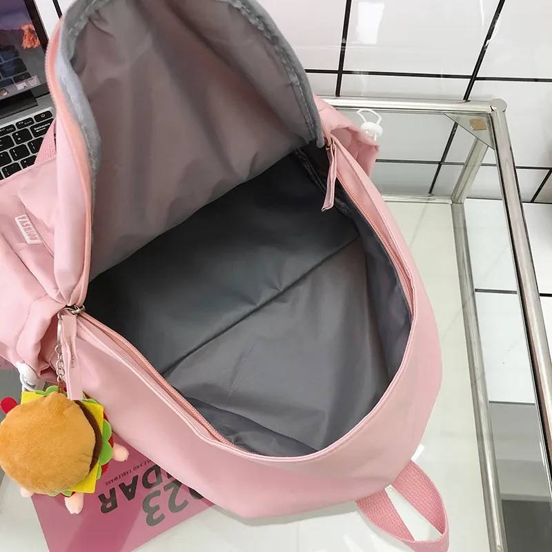 sac dos nylon unisexe rose noir poche hamburger limon couverture souple voyage ordinateur portable