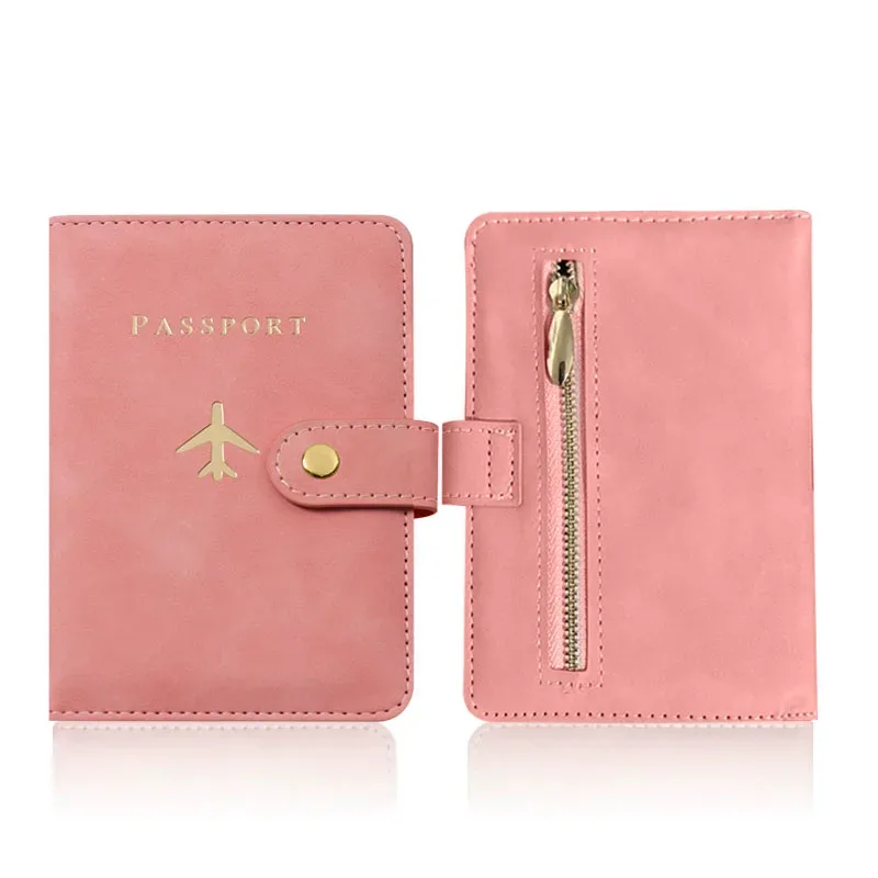 porte-passeport en cuir pu imprimé avion pour hommes et femmes avec poche zippée et emplacement pour carte sim, portefeuille pour documents de voyage