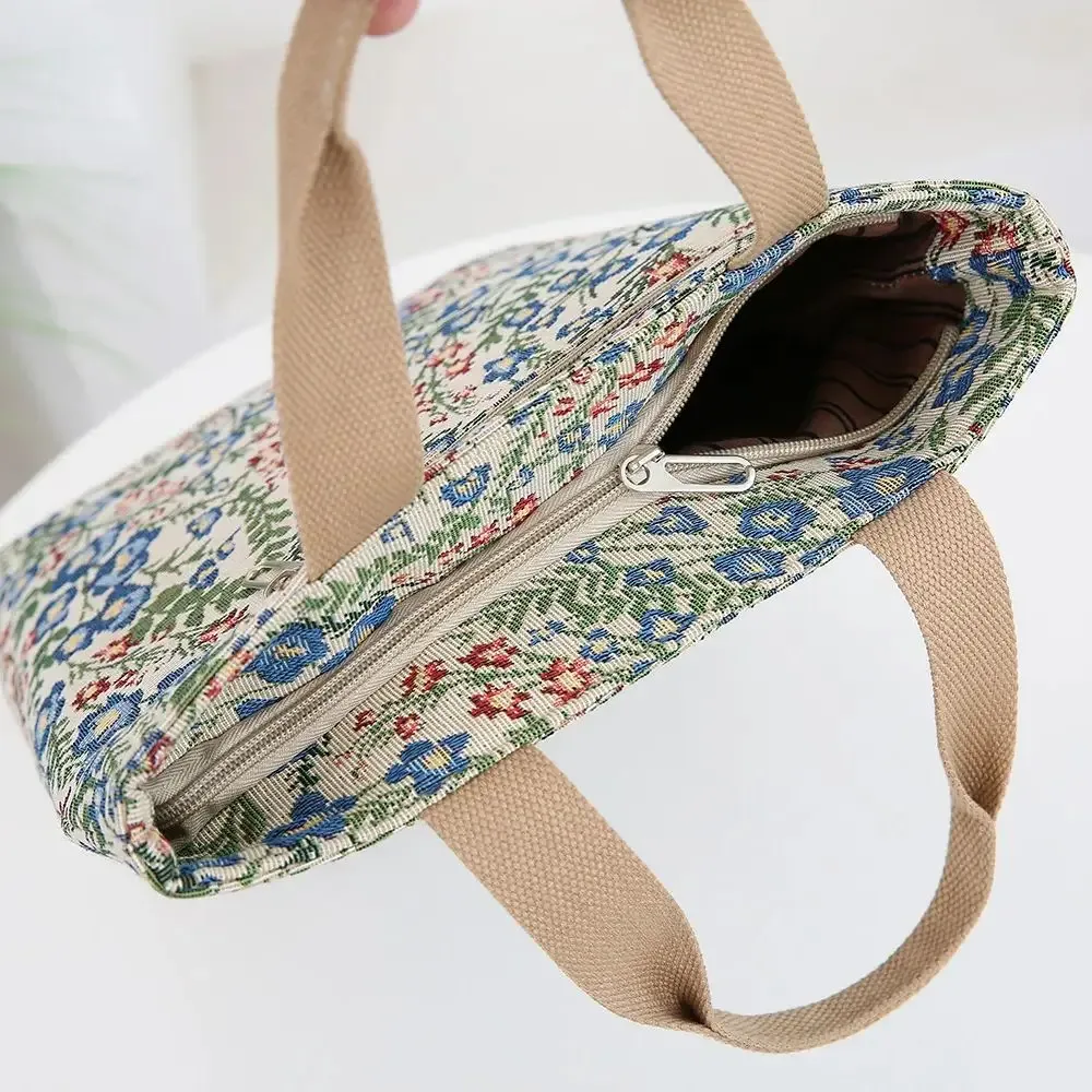 nouveau sac à main en tissu jacquard tricoté grande capacité, sac de rangement portable de type seau pour le travail, sac de sortie quotidien pour maman
