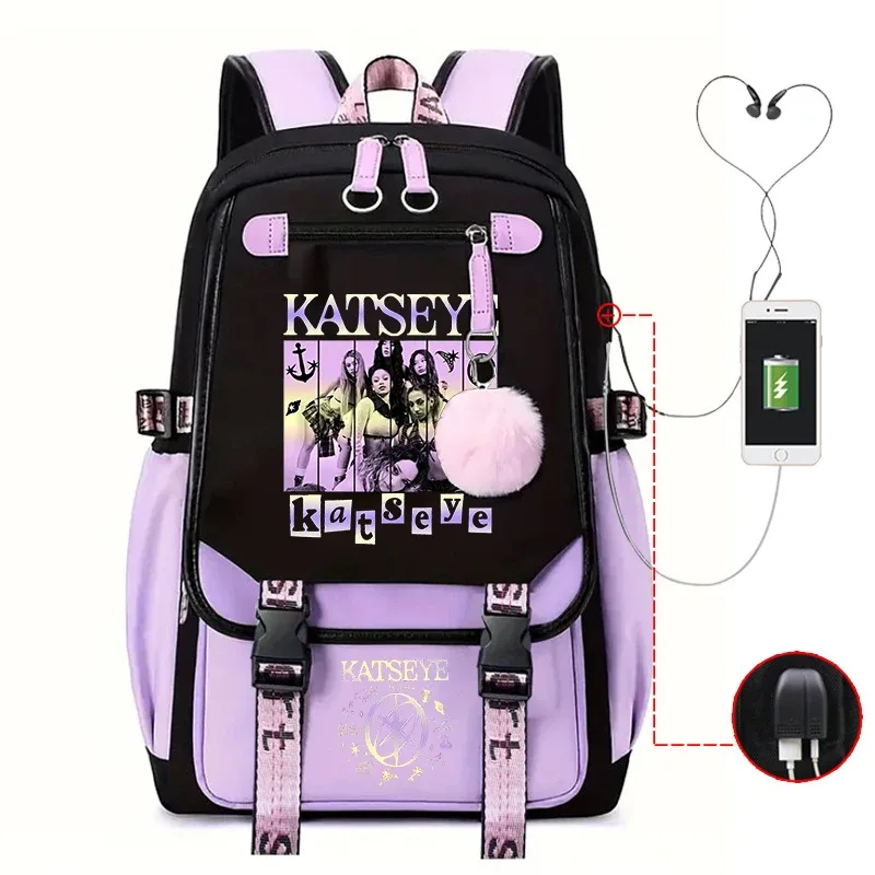 sac à dos harajuku imprimé kpop katseye tendance, sac d'école pour fille, sacoche pour ordinateur portable, sac de voyage pour femme et homme, sac à dos quotidien