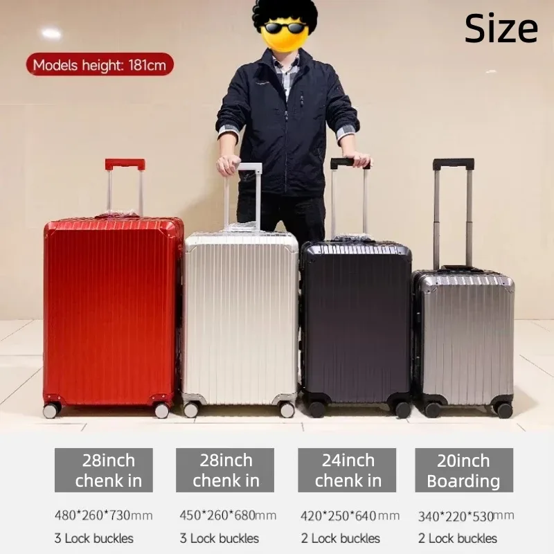 valise de luxe pour hommes d'affaires en alliage d'aluminium-magnésium à 100 %, avec roulettes pivotantes, serrure tsa, pour voyages, 20/24/26/29 pouces
