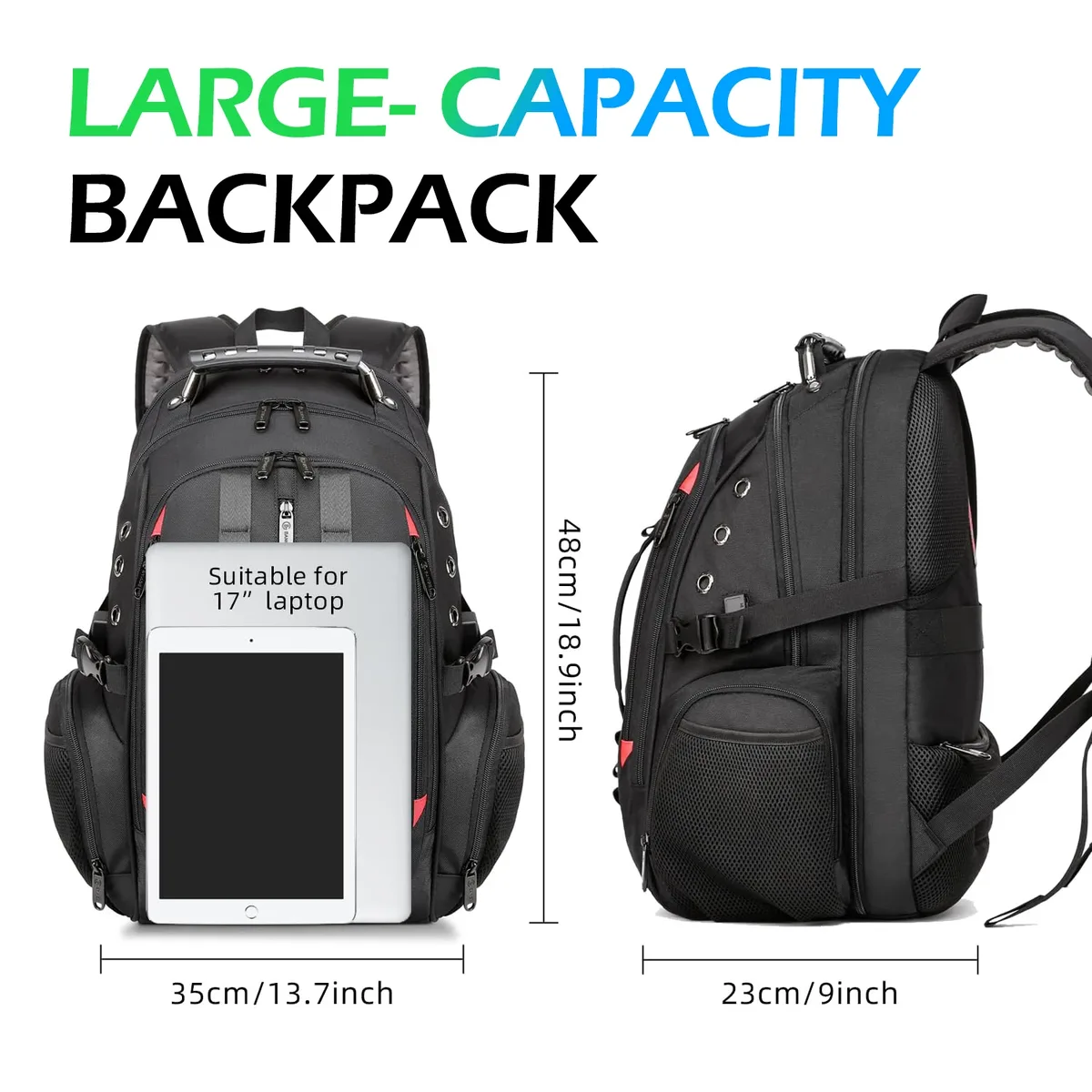 sac dos oxford université polyester noir compartiments multiples poches ordinateur portable bandoulière ergonomique recharge usb anti vol
