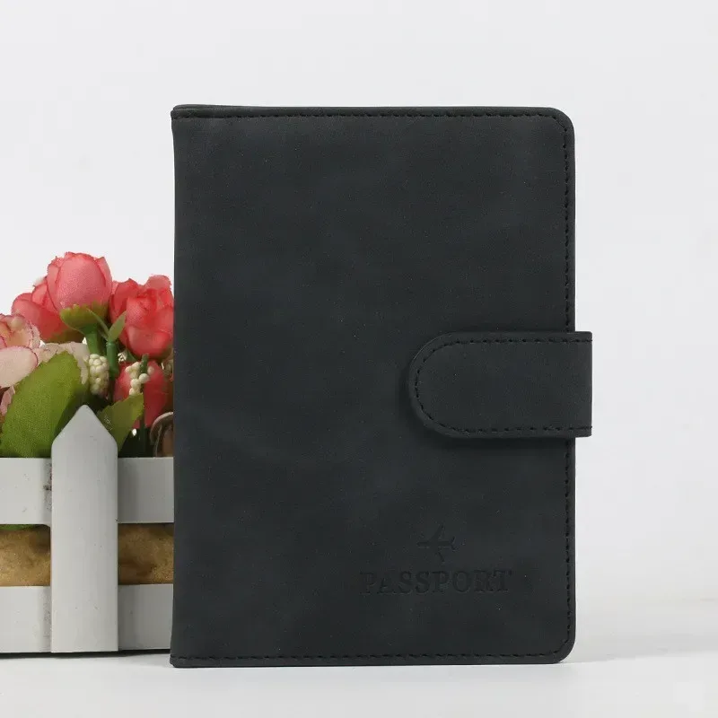 porte-passeport en cuir couvre étui étanche voyage carte de crédit portefeuille mignon passeport livre pour femmes/hommes boucle passeport couverture