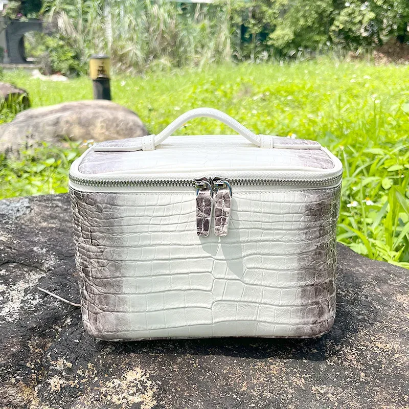 Sac de toilette et trousse de maquillage pour femmes en cuir de vachette de première qualité à motif crocodile, grande capacité, style européen et américain