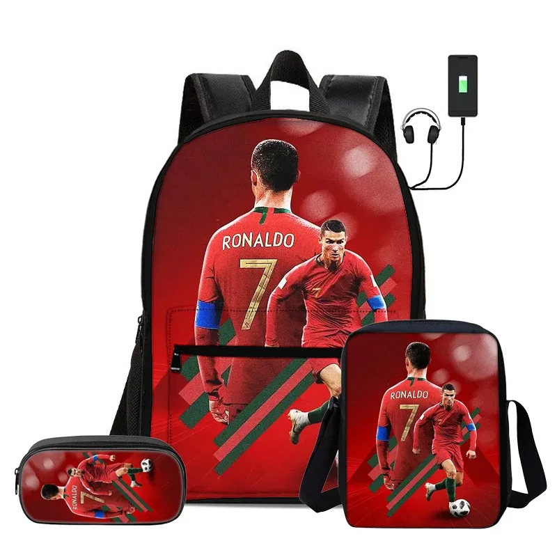 sac dos nylon motifs football noirs couleurs vivaces bandoulière arquée interface usb usage voyage