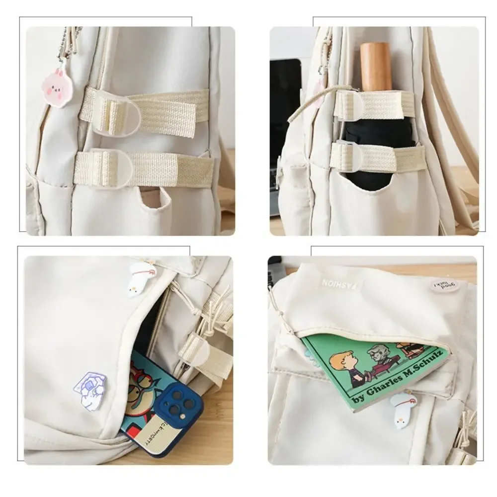 nouveau sac d'école de grande capacité, couleur unie, sangle réglable, sac à dos léger, sac de voyage en toile portable, unisexe