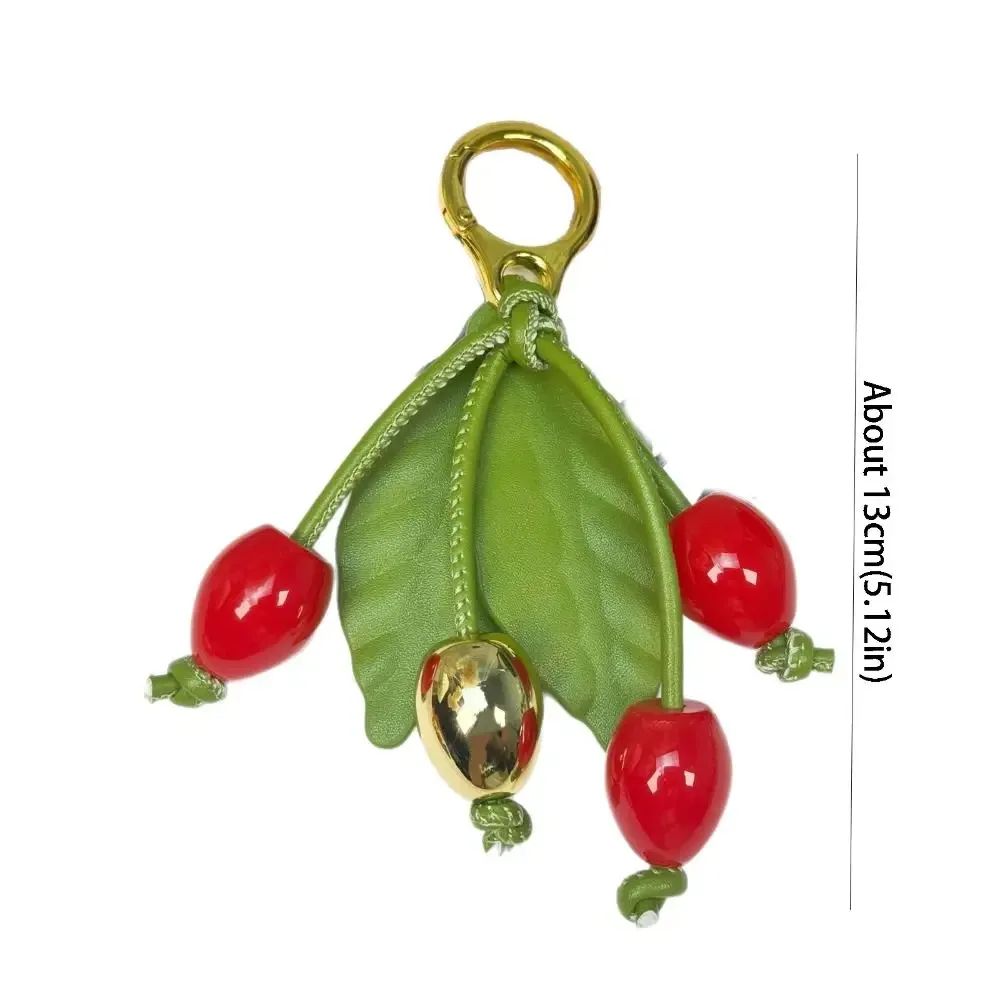 breloque de sac tendance en forme de cerise, pendentif en alliage de zinc et résine, ornement exquis pour sac à dos et clés de voiture
