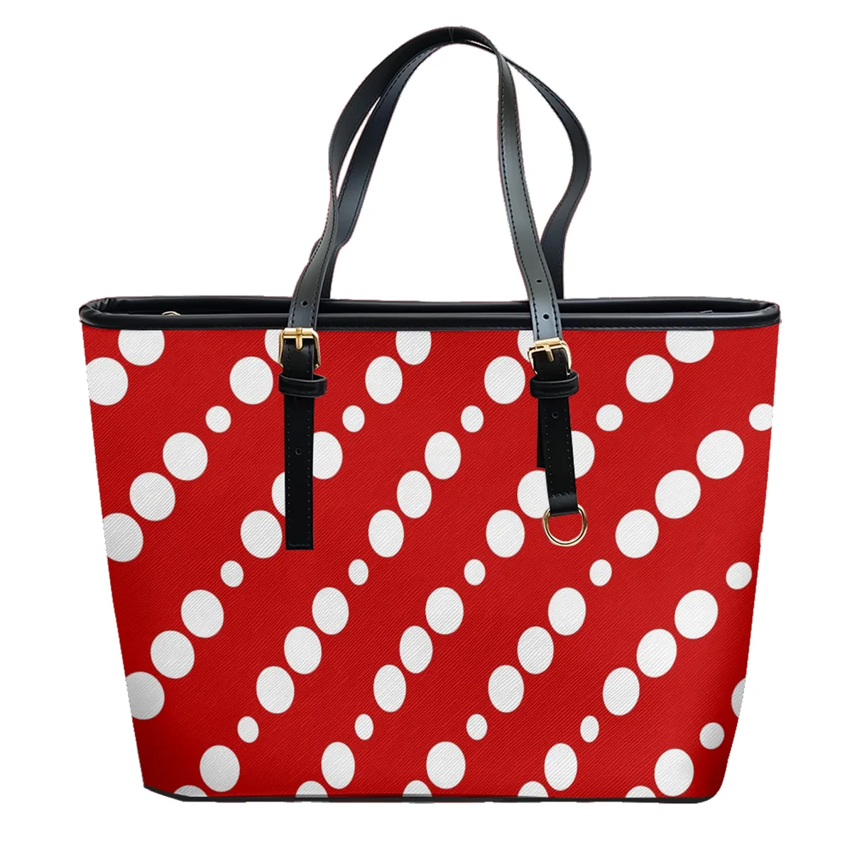 sac à bandoulière en cuir pvc oxford imprimé à pois, fourre-tout léger à fermeture éclair, minimaliste, usage quotidien, sac à main convertible pour le travail et le week-end