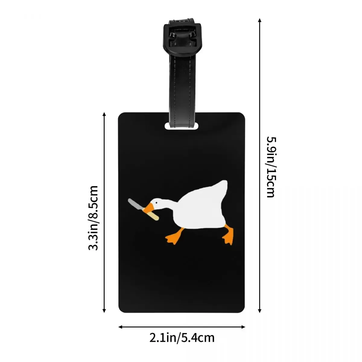 étiquette de bagage « goose with knife – la paix n'a jamais été une option » – porte-étiquette de voyage pour valise, bagage, embarquement, avec espace pour nom, adresse et identifiant