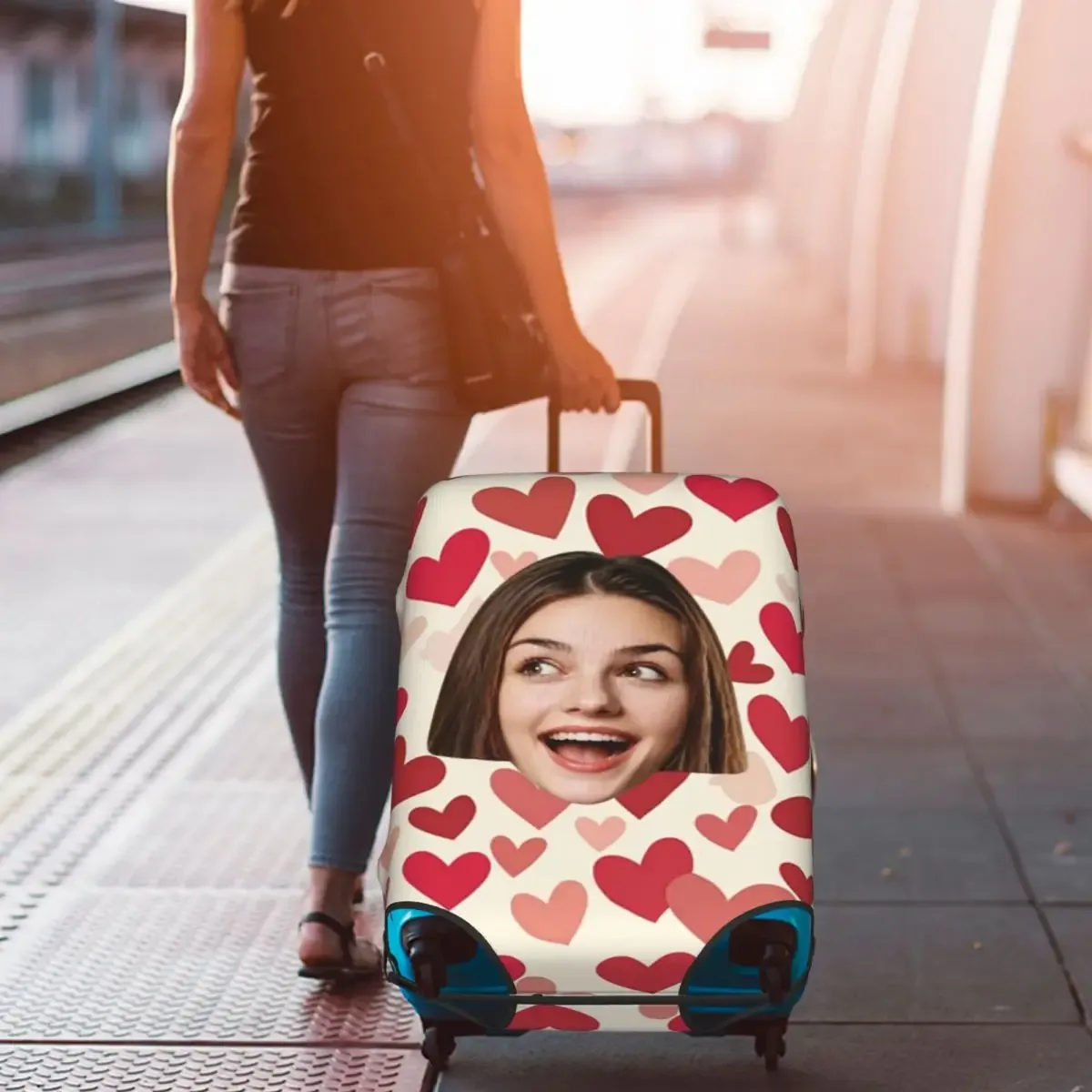 housse de bagage personnalisée avec logo, élastique, votre design ici, housse de protection pour valise de voyage, convient aux valises de 18 à 32 pouces