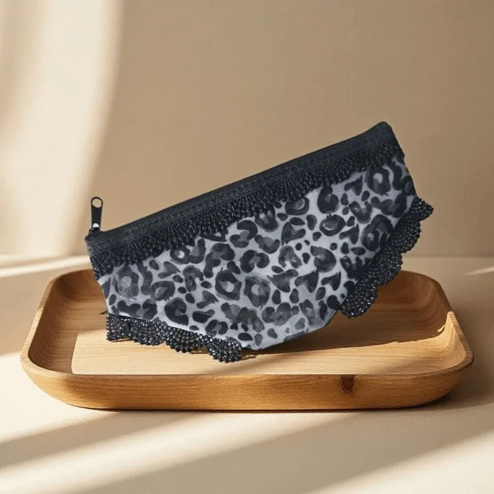 nouvelle trousse de toilette transparente en maille dentelle cœur y2k pour le maquillage et les cosmétiques, idéale pour les voyages