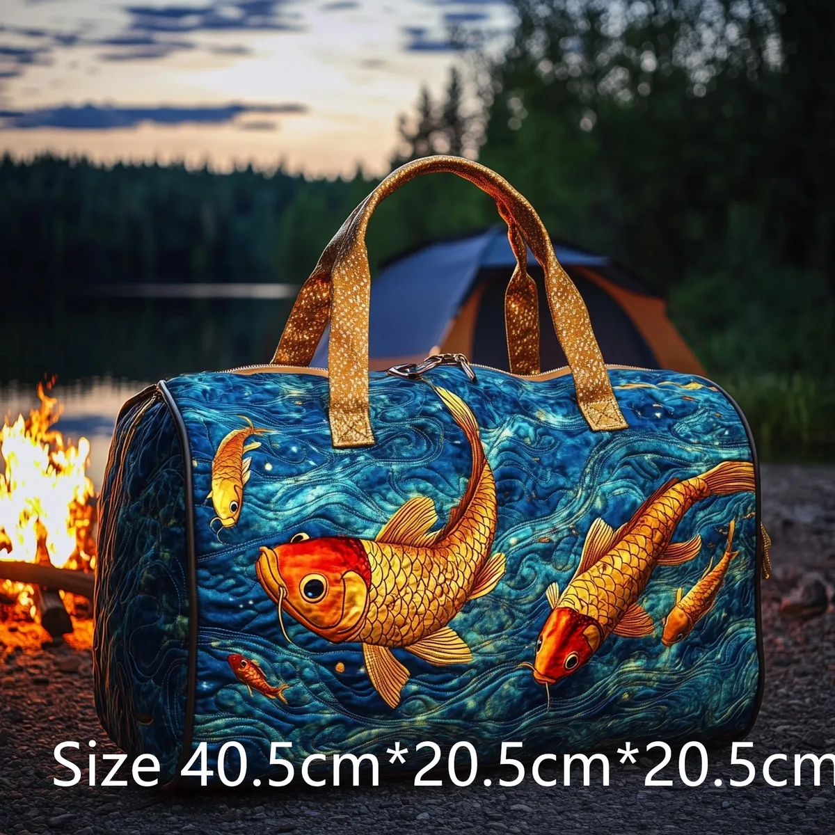 sac de voyage matelassé pour la pêche à la truite, sac de sport imperméable pour l'extérieur avec imprimé poisson 3d, sac de week-end pour le camping, cadeau pour pêcheurs