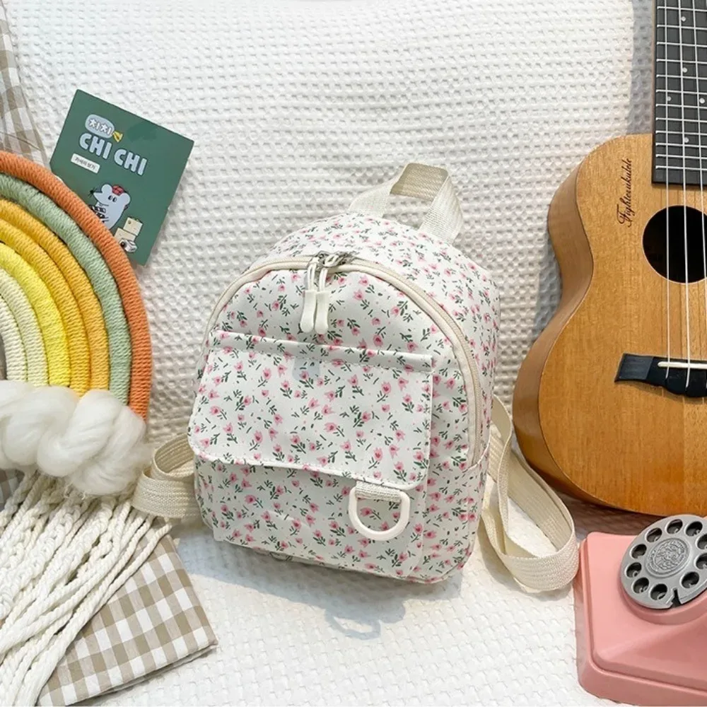 nouveau mini sac à dos imprimé fleuri sac de rangement en velours côtelé doux version coréenne sac à dos cadeau