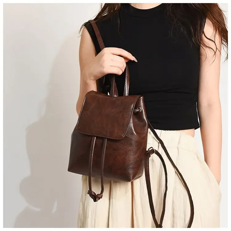 sacs à main vintage en cuir pu pour femmes, couleur unie, pour collégiennes, compacts et légers, sacs à bandoulière décontractés pour femmes