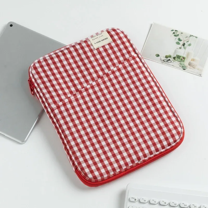 housse pour ordinateur portable de style coréen, à carreaux, 13 pouces, antichoc, rembourrée, pour tablette, pour macbook, ordinateur portable, transport