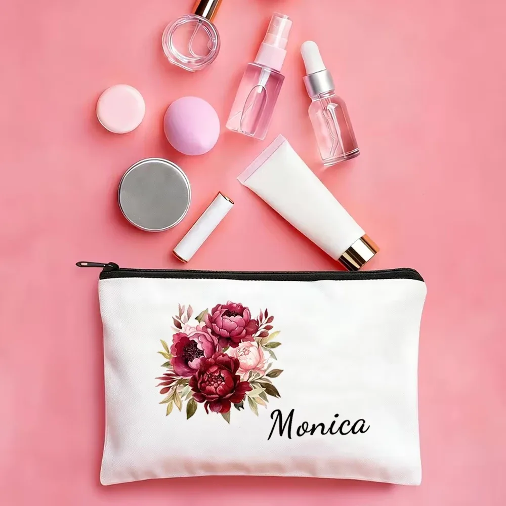1 trousse de maquillage personnalisée avec motif floral imprimé, trousse de toilette légère pour voyage, cadeau pour demoiselle d'honneur, cadeau d'anniversaire pour enseignant, cadeau pour la fête des mères, la saint-valentin, pâques, la fête de l'indépendance, trousse de toilette de voyage