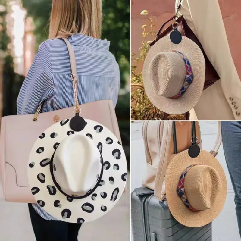 pince à chapeau en cuir pu pour femme, artefact magnétique portable, crochet de sac à dos, rangement d'accessoires pendentif, nom personnalisé, mode