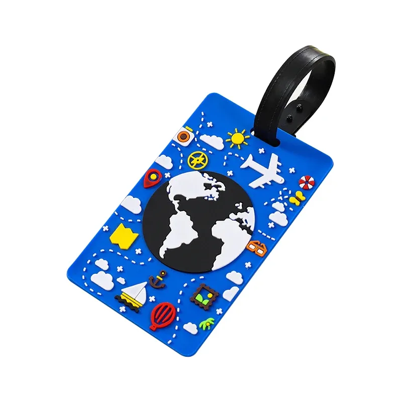 étiquette bagage pvc imprimé animaux couleurs variées motifs mignons lunettes avocat arc ciel crème glacée bus avion globe terrestre voyage identification