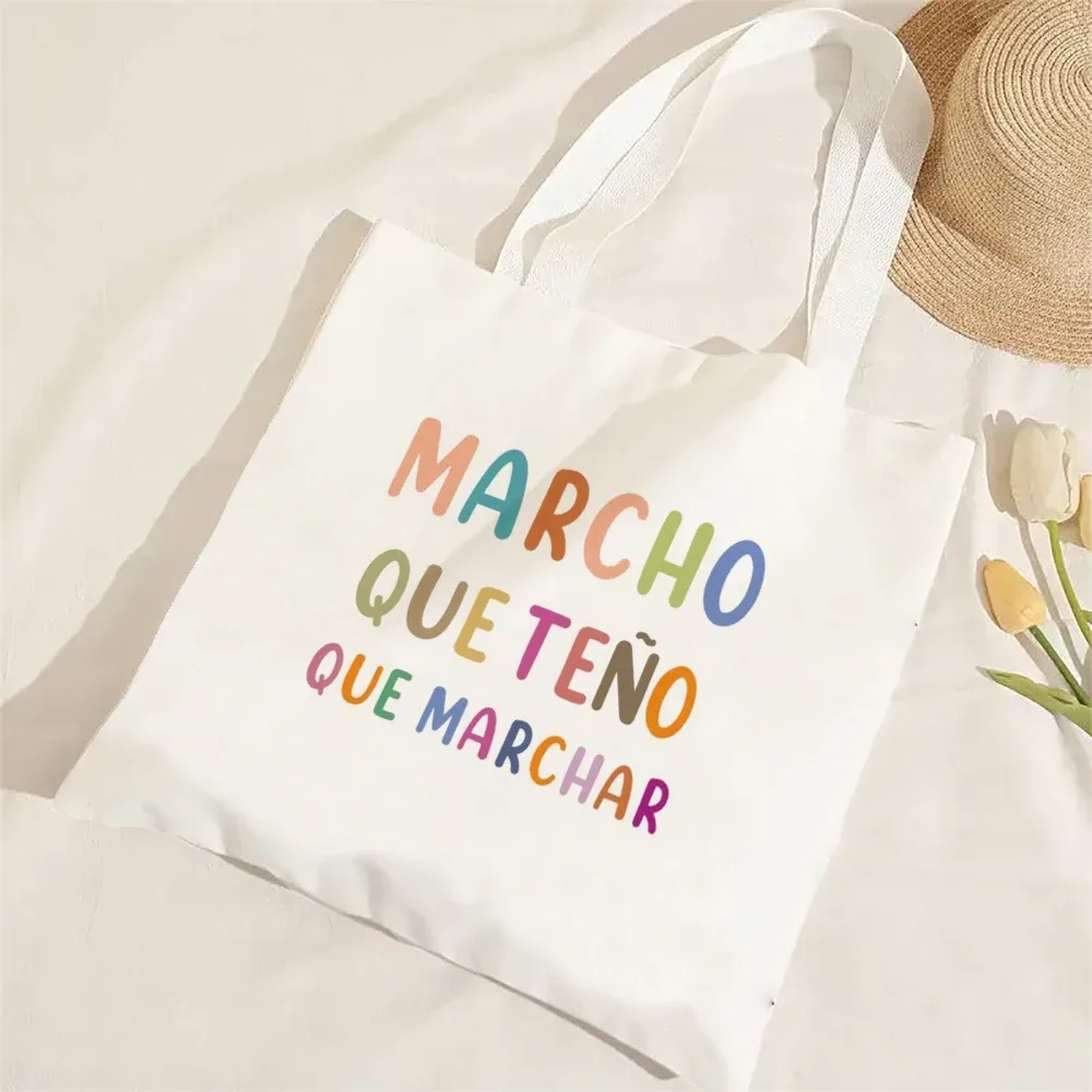 femmes espagnoles sac à bandoulière graphique harajuku shopper sacs grande capacité toile fourre-tout sac à main sans fermeture éclair eco décontracté fille sacs à main