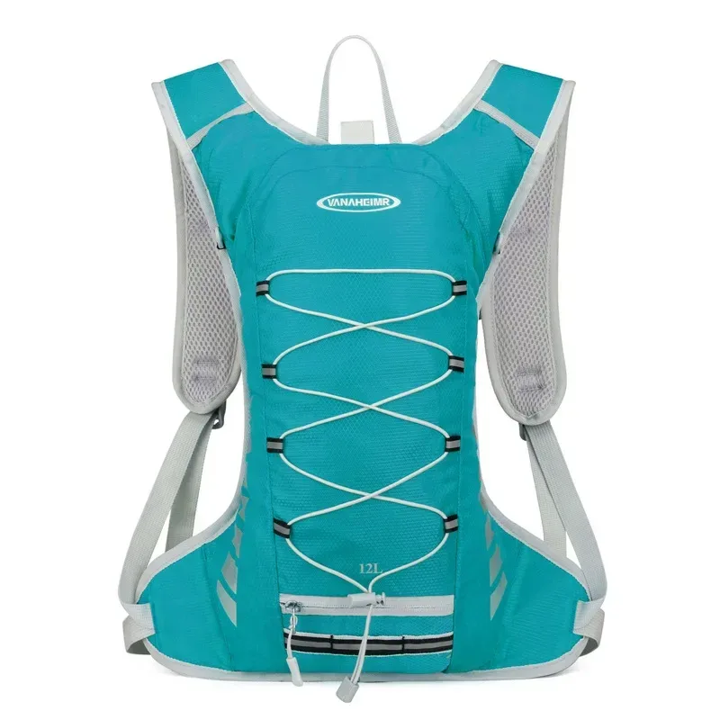 sac dos nylon bleu gris motif bulles eau bandes orange gris activités plein air 36 55 litres bandoulière arquée fermeture éclair