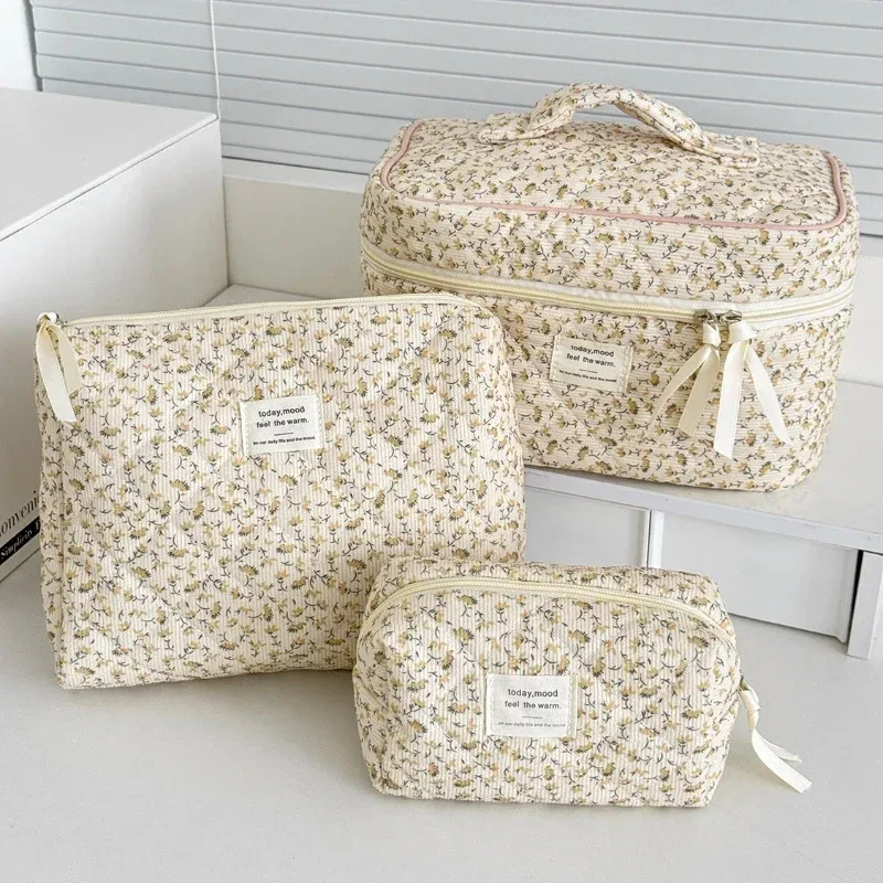 sacs de rangement cosmétiques vintage en velours côtelé pour femmes, sacs à main de voyage rétro portables pour dames, trousse de maquillage simple pour femme, sac à main d'embrayage