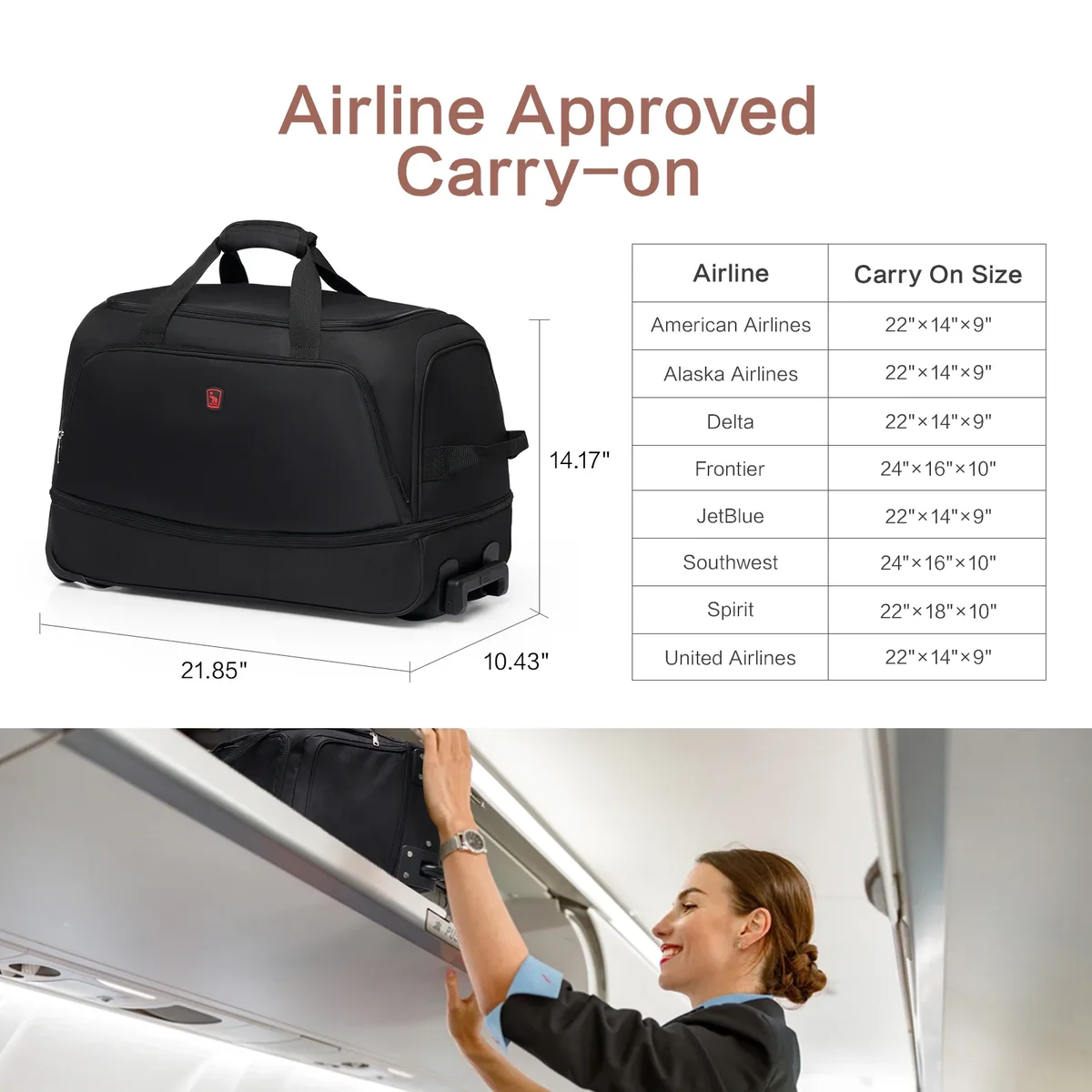 oiwas sac de voyage à roulettes pour homme 56l, sac de voyage pliable hydrofuge avec roulettes, bagage à main