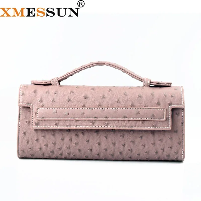 xmessun personnalisé motif d'autruche longue pochette en cuir pu sac fourre-tout de fête de haute qualité sacs à main de créateur ins sac à la mode