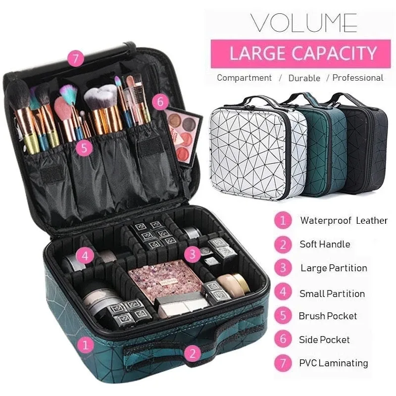 trousse de maquillage professionnelle de marque féminine, organisateur de cosmétiques d'esthéticienne à la mode, boîte de rangement, valise à outils pour ongles, sac de maquillage pour femmes