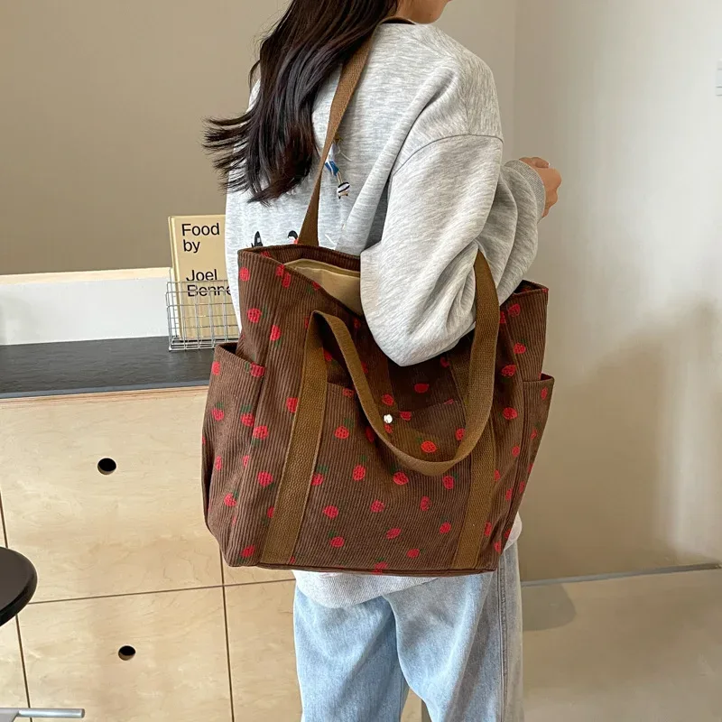 sac à main tendance en velours côtelé imprimé pour femme, sac à bandoulière de luxe pour les loisirs, le shopping et les trajets quotidiens, sac sous le bras pour femme
