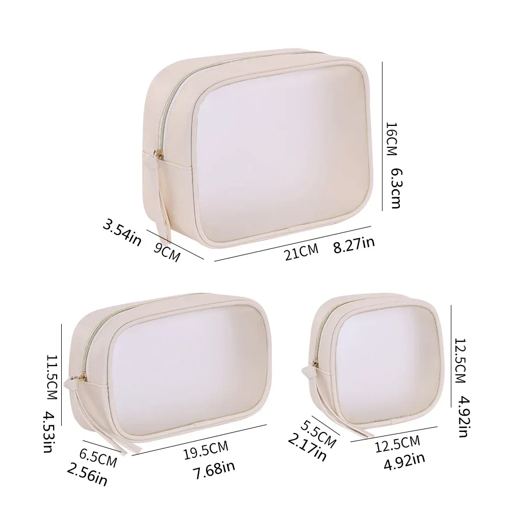 sac de maquillage semi-transparent multifonctionnel, sac de rangement pour cosmétiques, trousse de toilette pour voyage d'affaires, sacs de maquillage de grande capacité, 1 pièce