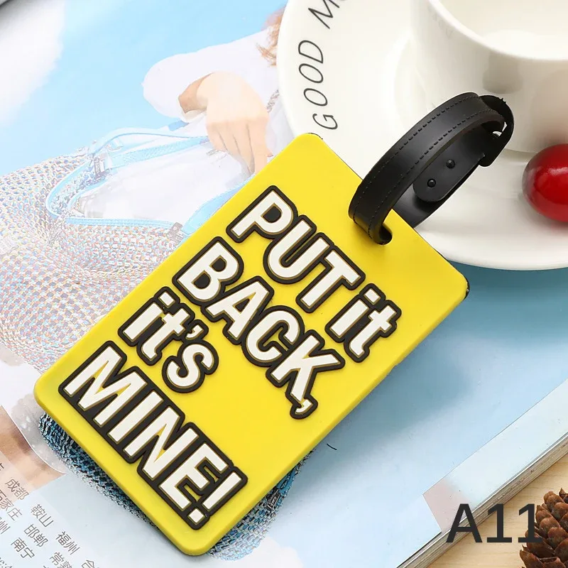étiquettes de bagage en silicone de style dessin animé, étiquette de voyage portable, étiquette de valise, lettre créative, pas votre sac, accessoires de voyage mignons, mode